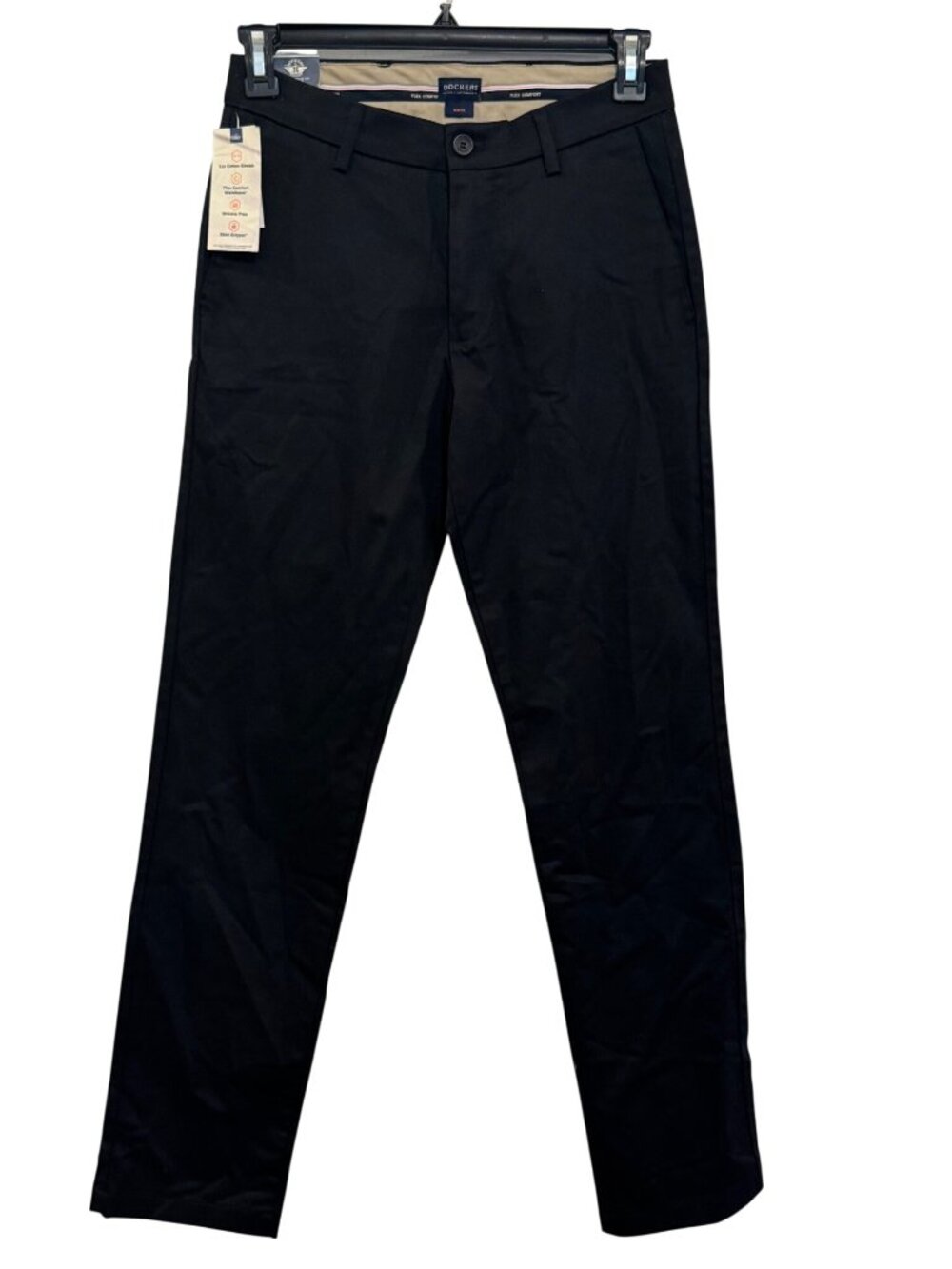 Dockers Mens Signature Khaki Slim Fit Black Pants W29 L32 Lux Cotton